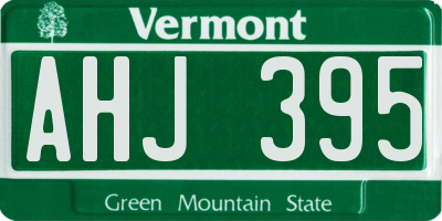 VT license plate AHJ395