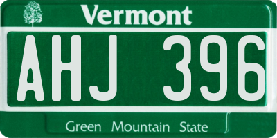 VT license plate AHJ396
