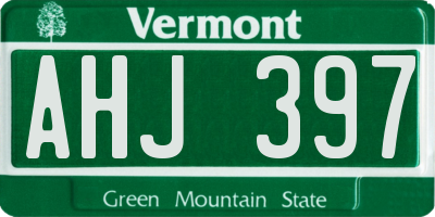 VT license plate AHJ397