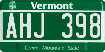 VT license plate AHJ398