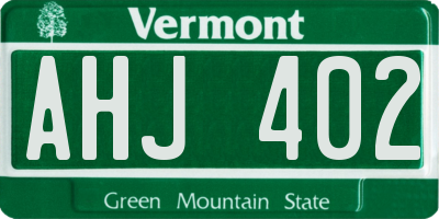 VT license plate AHJ402