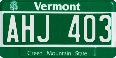 VT license plate AHJ403