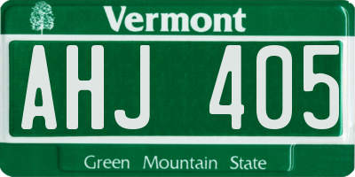 VT license plate AHJ405
