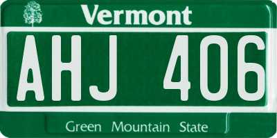 VT license plate AHJ406