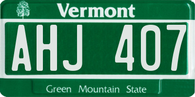 VT license plate AHJ407