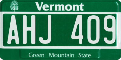 VT license plate AHJ409