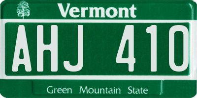 VT license plate AHJ410