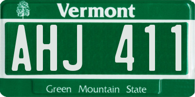 VT license plate AHJ411