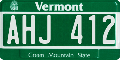 VT license plate AHJ412