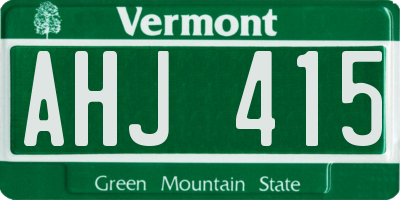 VT license plate AHJ415