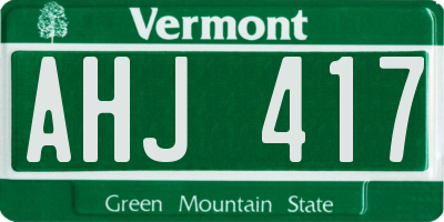 VT license plate AHJ417