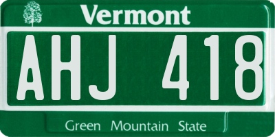 VT license plate AHJ418