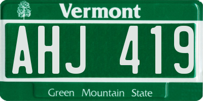 VT license plate AHJ419