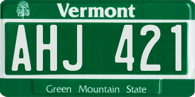 VT license plate AHJ421