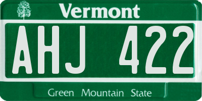 VT license plate AHJ422