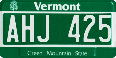 VT license plate AHJ425