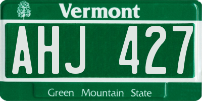 VT license plate AHJ427