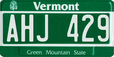 VT license plate AHJ429