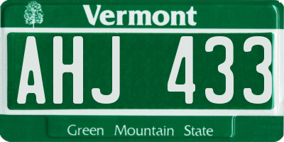 VT license plate AHJ433