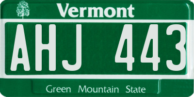 VT license plate AHJ443