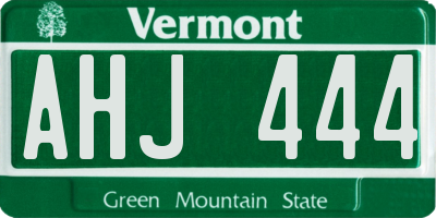 VT license plate AHJ444