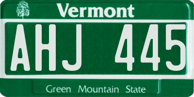 VT license plate AHJ445