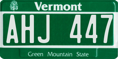 VT license plate AHJ447