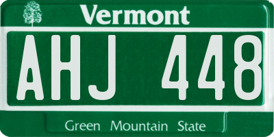 VT license plate AHJ448