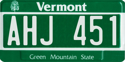 VT license plate AHJ451