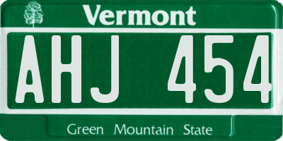 VT license plate AHJ454
