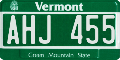 VT license plate AHJ455