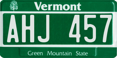 VT license plate AHJ457