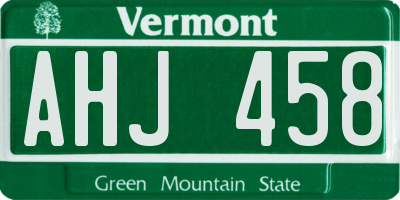 VT license plate AHJ458