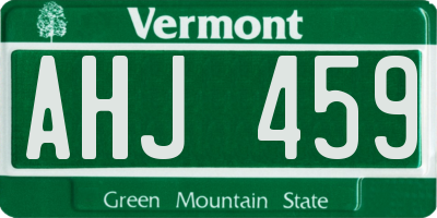 VT license plate AHJ459