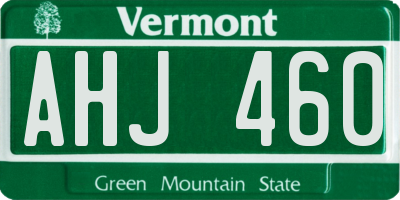 VT license plate AHJ460
