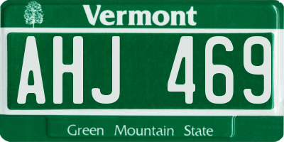 VT license plate AHJ469