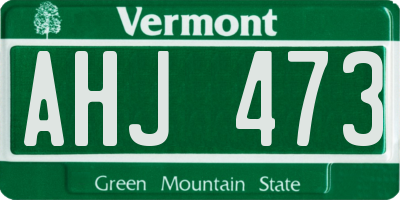 VT license plate AHJ473