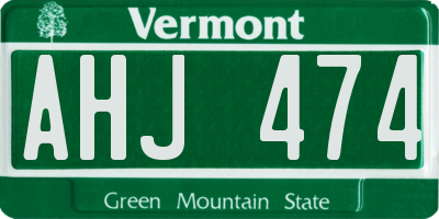 VT license plate AHJ474