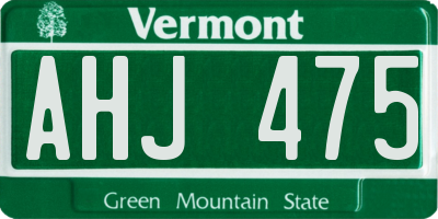VT license plate AHJ475