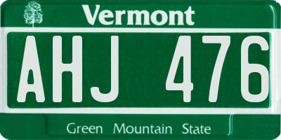 VT license plate AHJ476