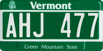 VT license plate AHJ477