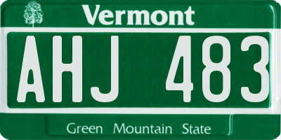 VT license plate AHJ483
