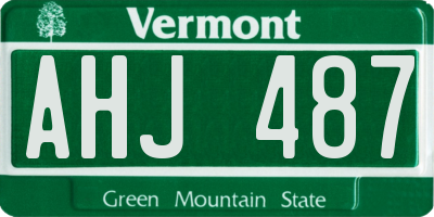 VT license plate AHJ487
