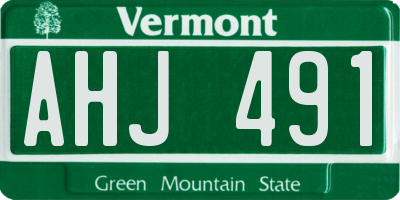 VT license plate AHJ491