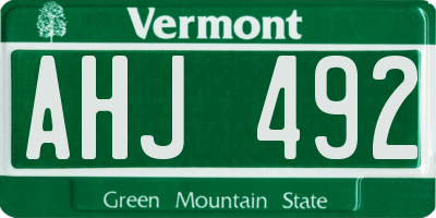VT license plate AHJ492