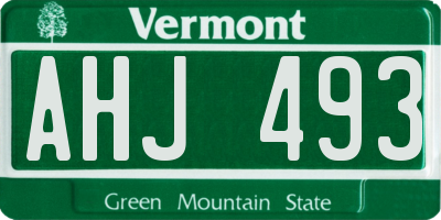 VT license plate AHJ493