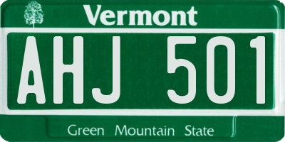 VT license plate AHJ501