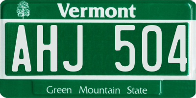 VT license plate AHJ504