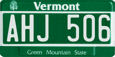 VT license plate AHJ506