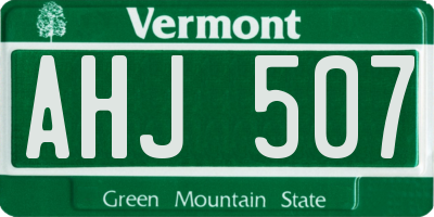 VT license plate AHJ507